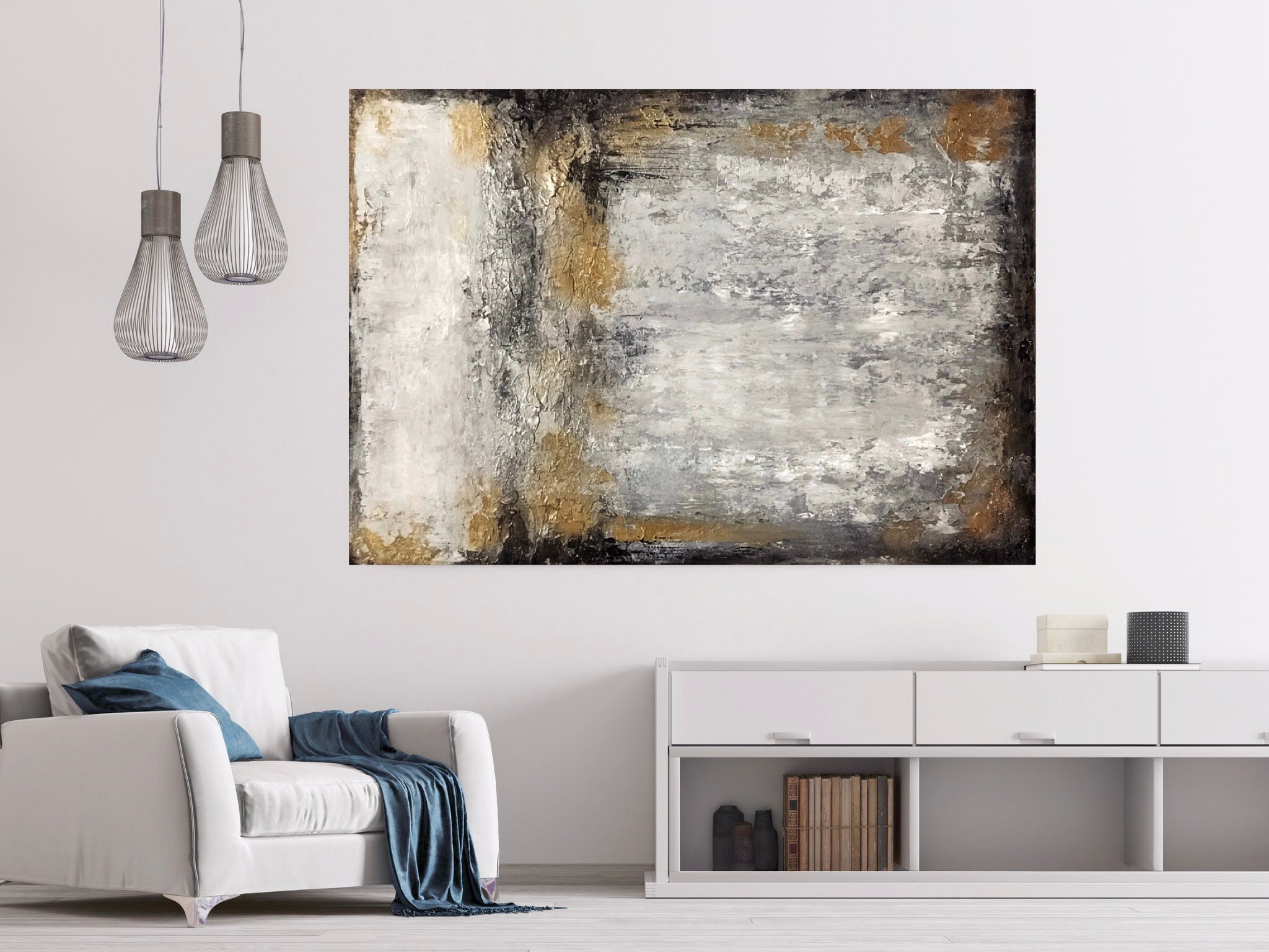 Modern Industrial Wall Art Original Abstract Painting on - Etsy