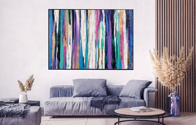 Blue Purple Wall Art Large Purple Painting Oversize Art Etsy