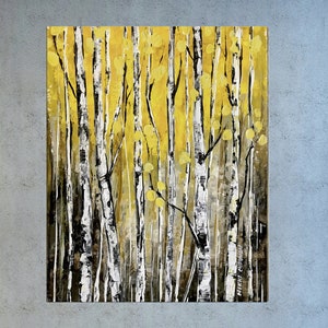 Birch Tree Painting Large abstract art Birch art Fall Painting Birch tree wall art Birch decor Aspen art Large canvas art landscape wall art