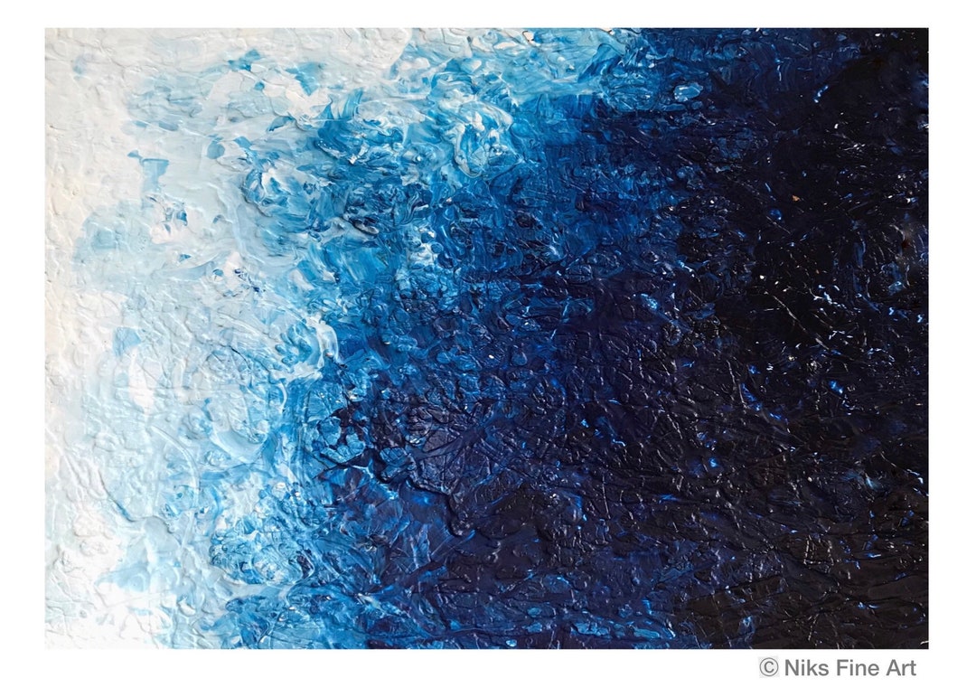 Textured Blue Abstract Large Navy Blue Canvas Painting - Etsy