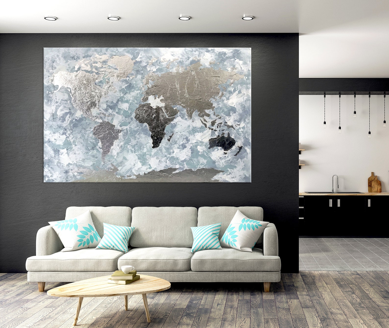 Silver Leaf Art White and Silver Art Silver Metallic Art Etsy