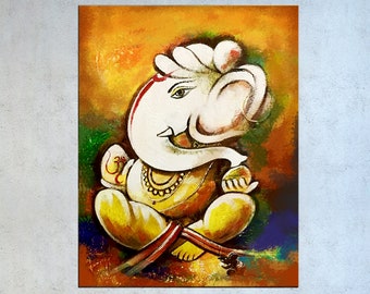 Ganesha Painting Indian art Art on canvas Indian wall art Indian Contemporary art Indian God Hindu decor Ganesha art Indian Painting