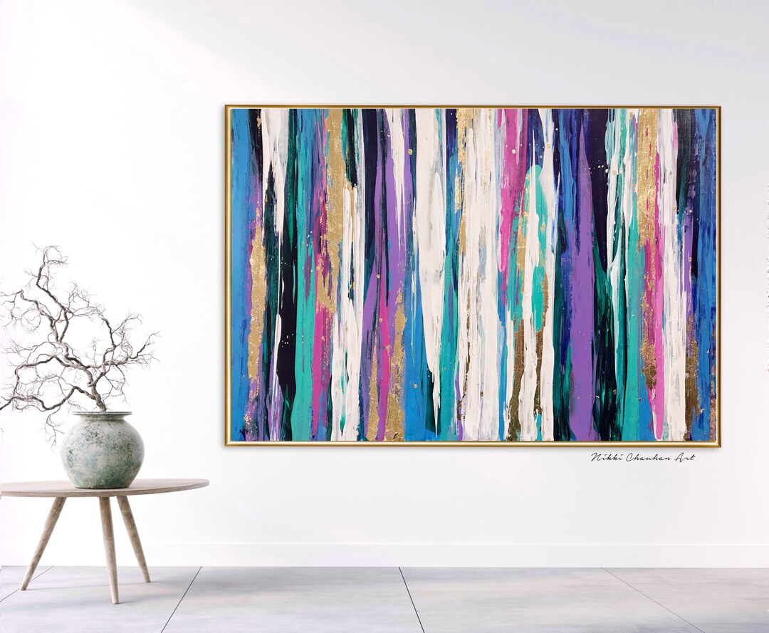 Blue Purple Wall Art Large Purple Painting Oversize Art Etsy