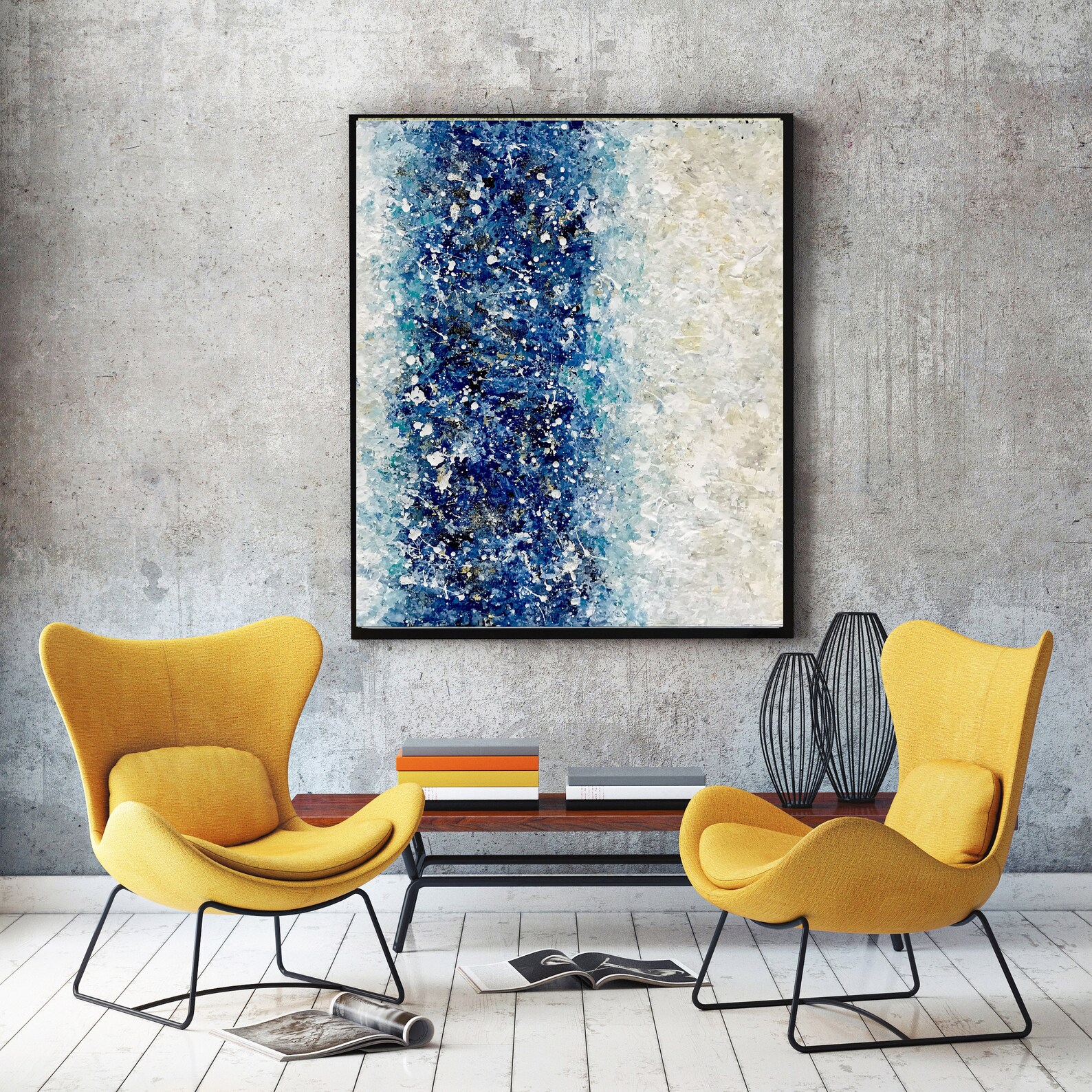 Blue Abstract Painting on Canvas Large Abstract Modern Art Oversize Art ...