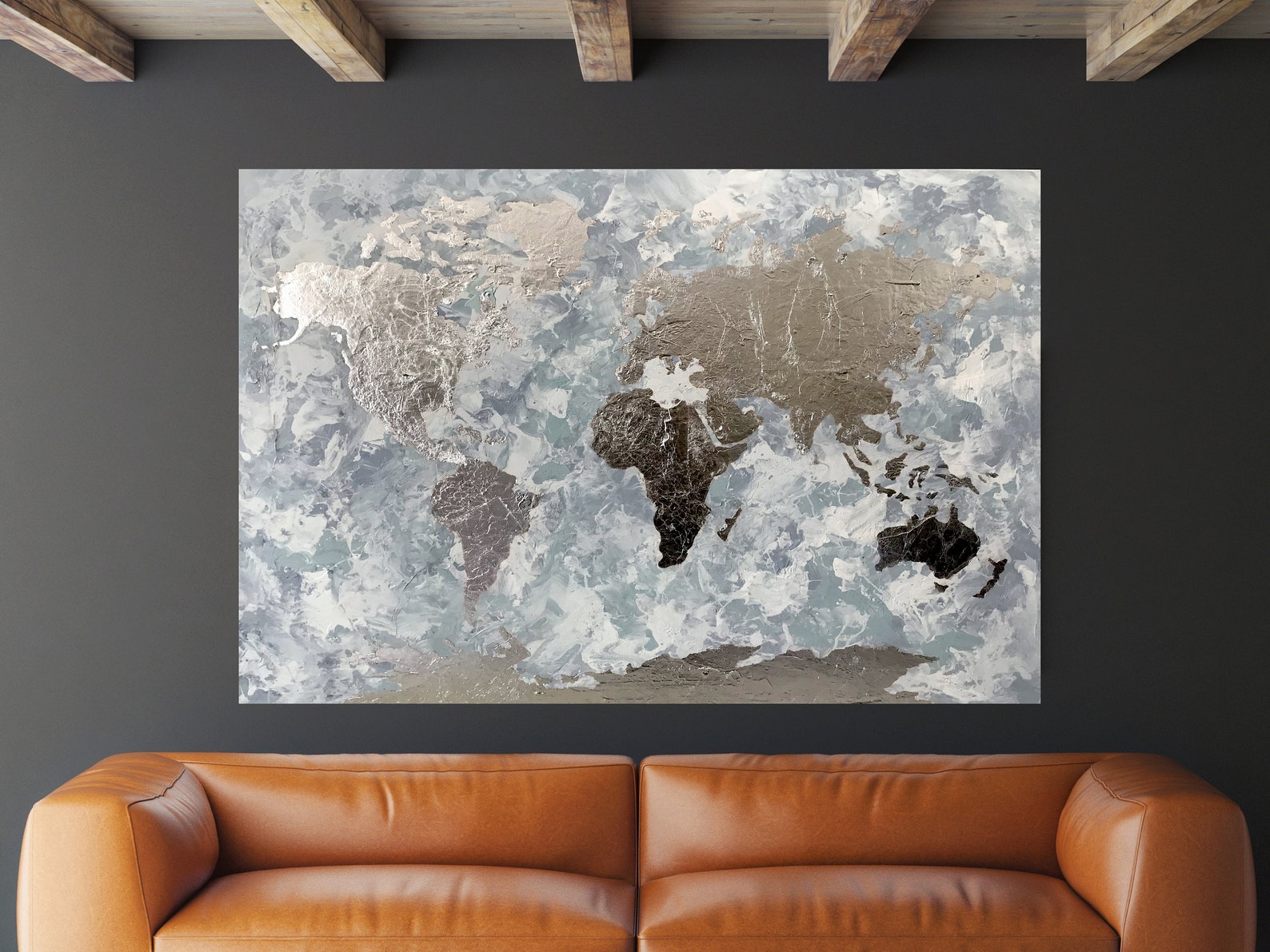 Silver Leaf Art White and Silver Art Silver Metallic Art Etsy