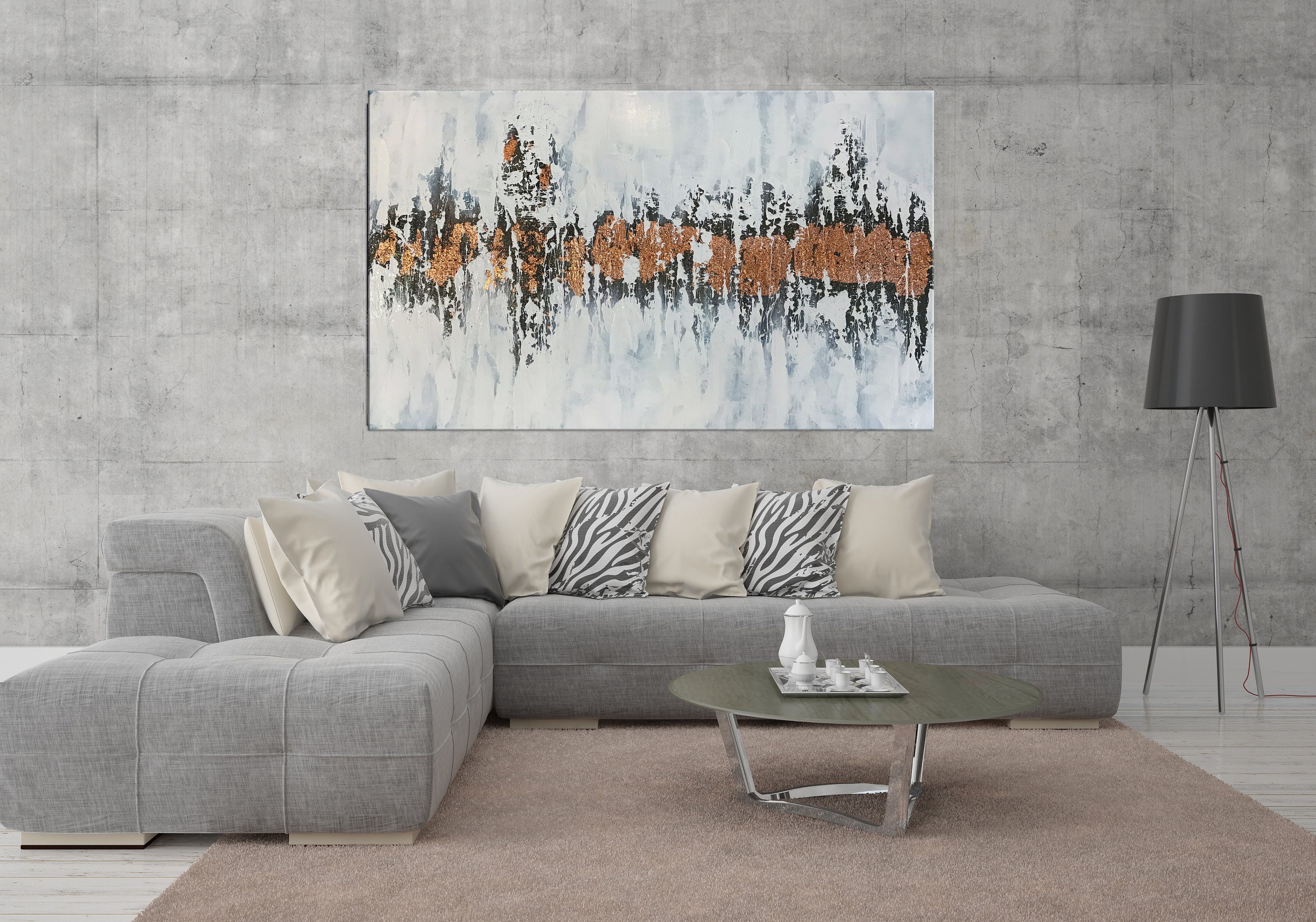 Large Copper Leaf Wall Art Rose Gold Art Modern Abstract Etsy