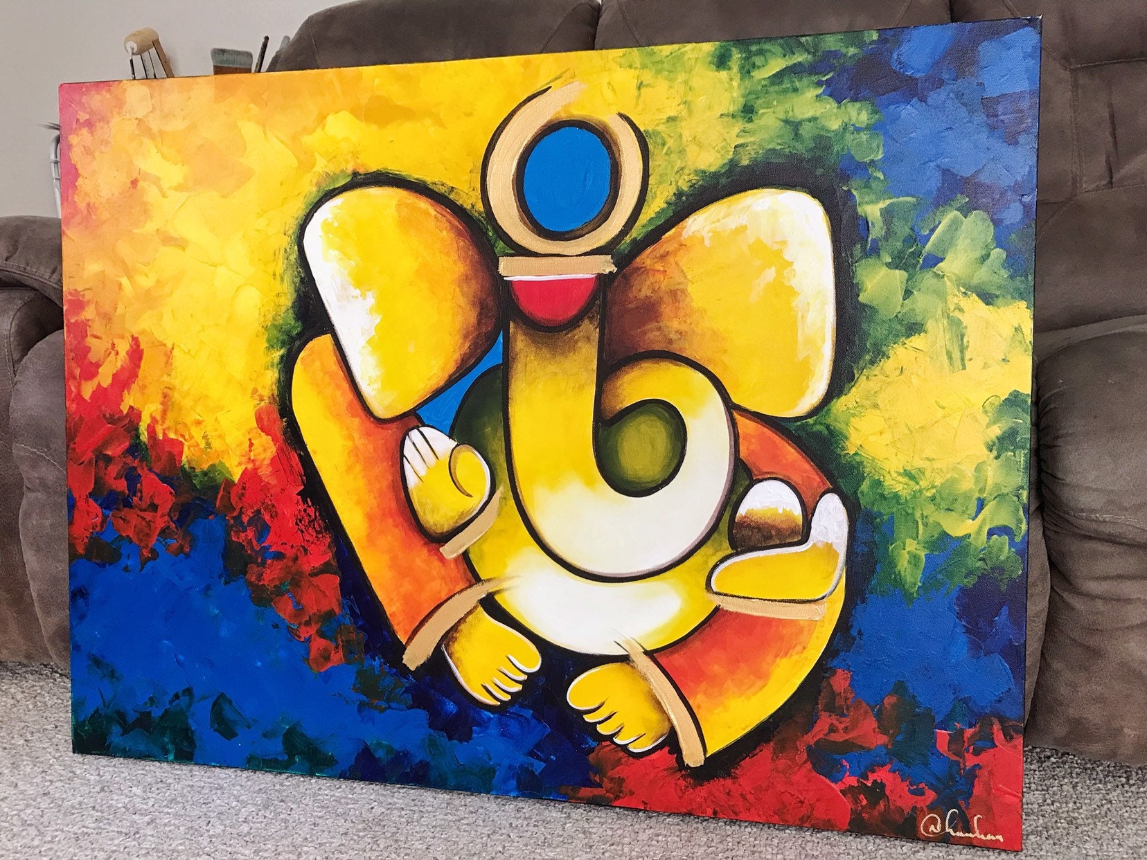 Ganesha Wall Art Indian Decor Modern Indian Art Abstract Etsy