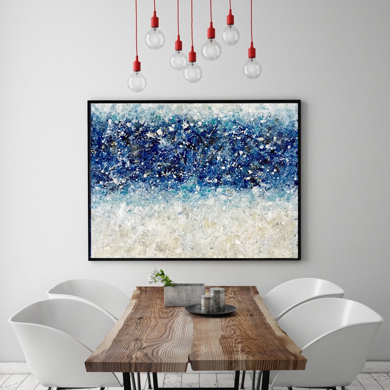 Blue Abstract Painting on Canvas Large Abstract Modern Art Etsy
