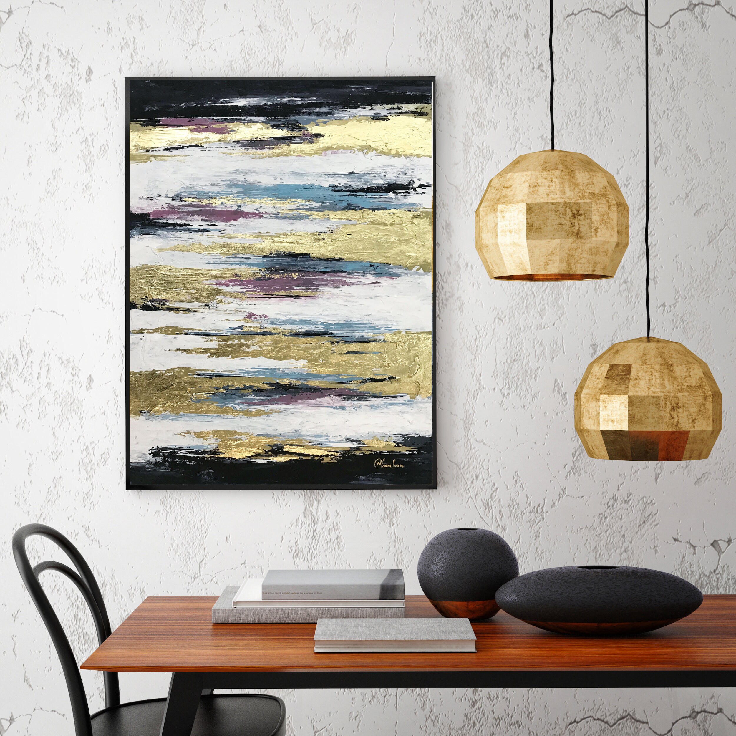 Abstract Gold Leaf Art, Large Canvas Painting, Contemporary Painting ...