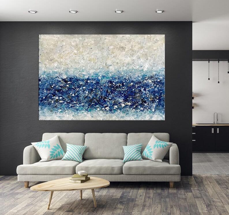 Blue Abstract Painting on Canvas Large Abstract Modern Art Etsy