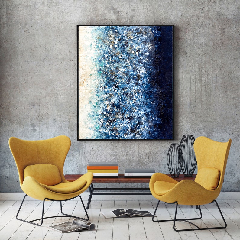 Large Blue Modern Abstract Wall Art Abstract Painting on Etsy