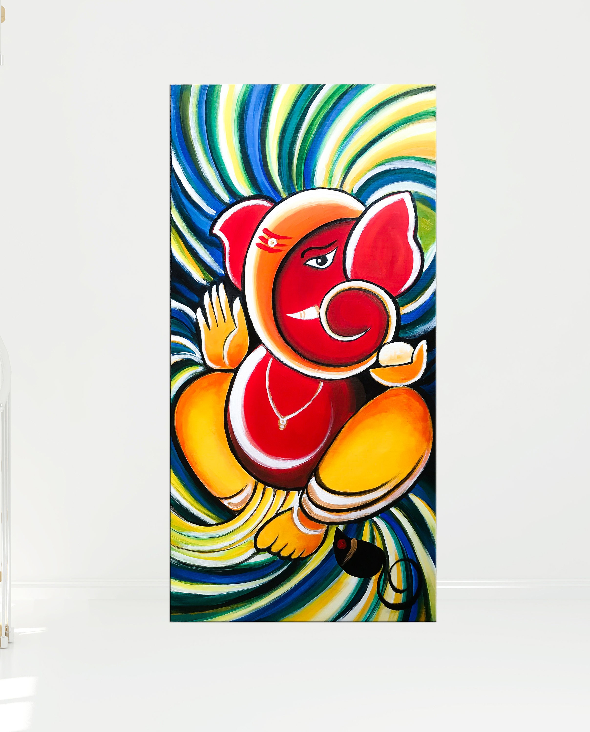 Ganesha Painting, Ganesha contemporary art, Ganesha acrylic painting