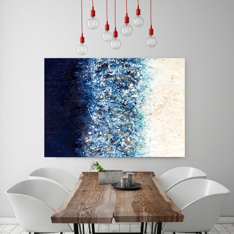 Large wall art Navy Blue art Painting on Canvas Abstract Etsy