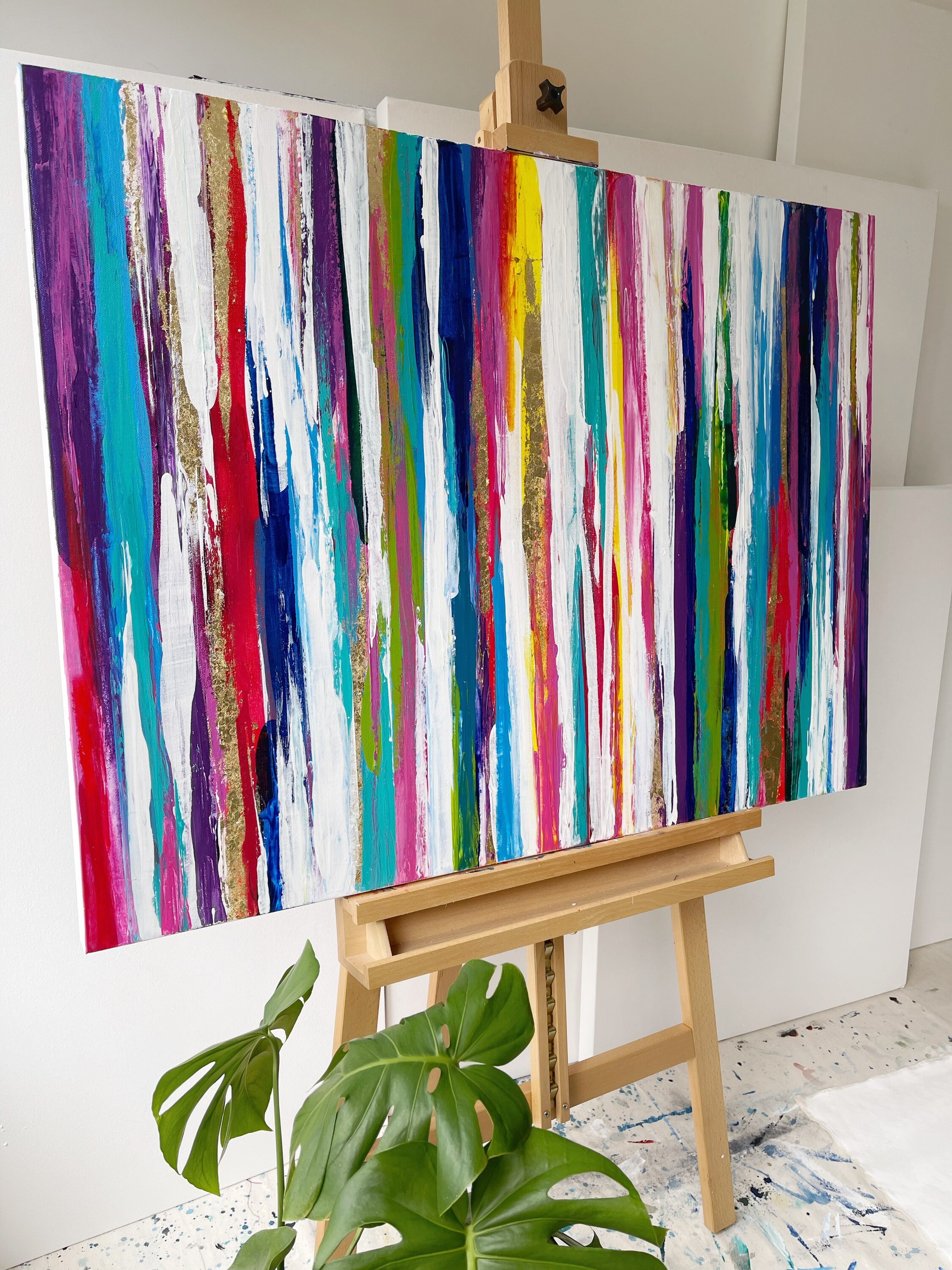 Colorful Art, Multicolor Stripes, Large Original Abstract Art, Modern ...