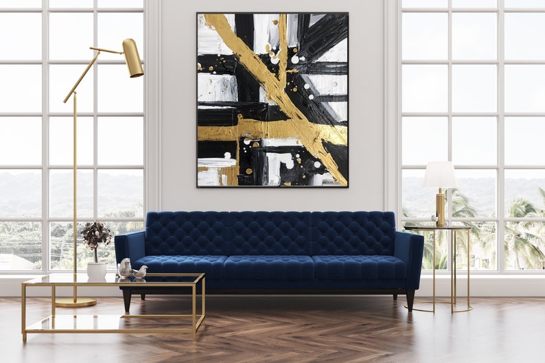 Black and Gold Abstract Art Contemporary Art Original - Etsy