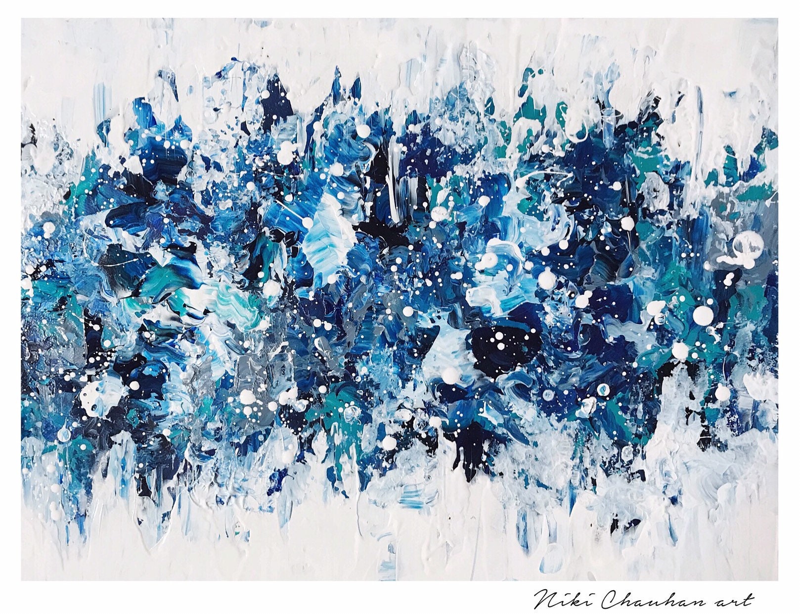 blue and white abstract art