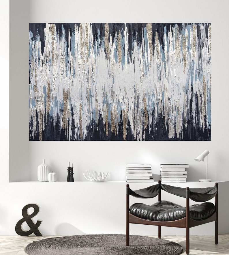 Modern Champagne Glitter Art Large Abstract Painting on Etsy