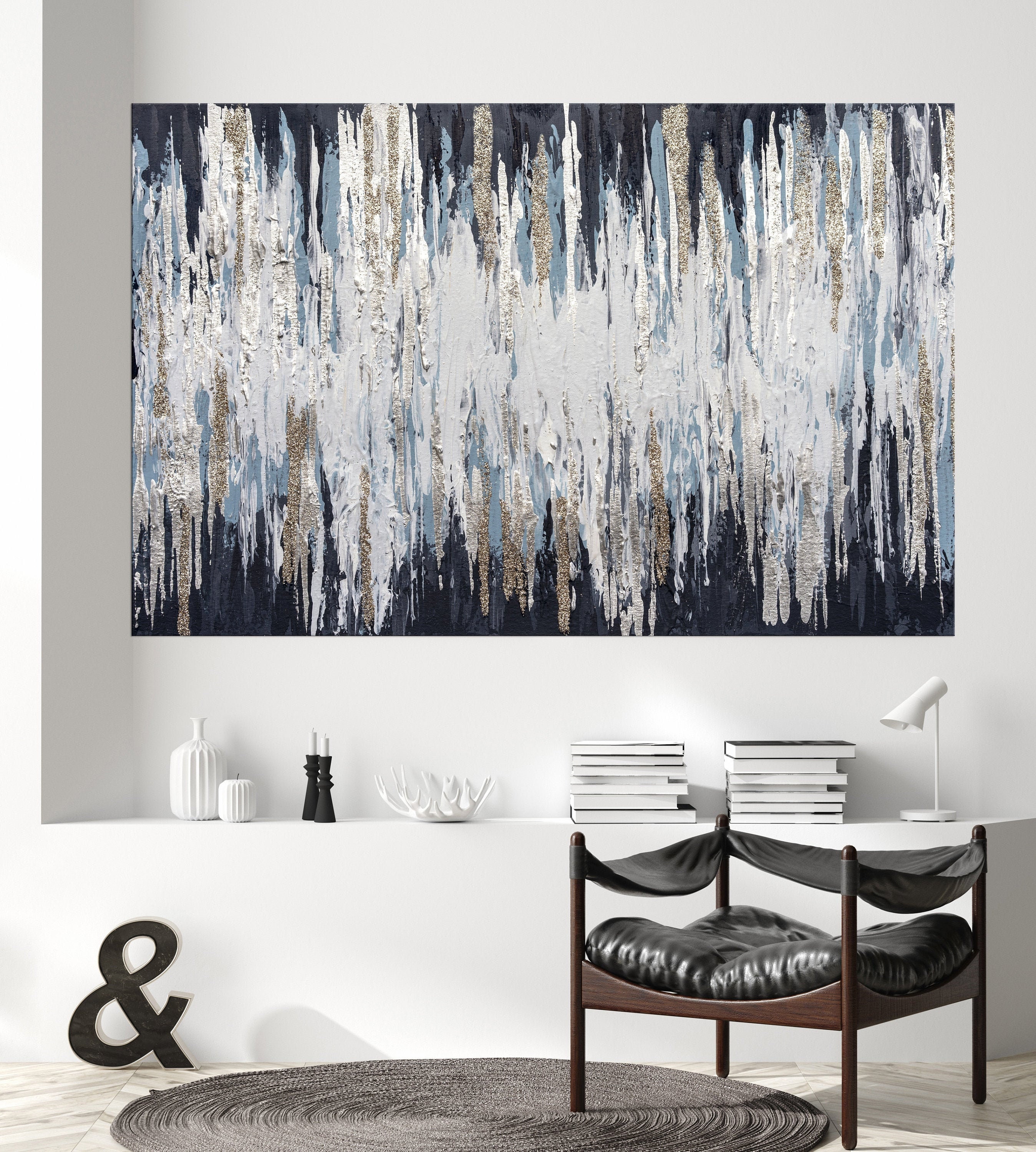 Oversize Canvas Art Large Framed Art Grey And Black Large Abstract Artwork Silver Leaf Abstract Painting Wall Decorations For Living Room Acrylic Art Collectibles Delage Com Br
