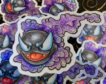 Gastly Sticker, Gamer Sticker, Pokemon, Video Game Sticker, Ghost Sticker