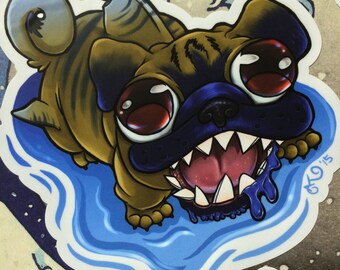 Shark Pug Sticker, Pug Sticker, Shark Sticker, Summer Sticker, Dog Sticker,