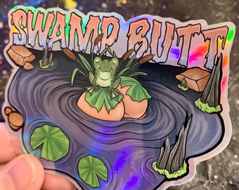 Swamp Butt Frog Sticker, Butt Sticker, Frog Sticker, Hot, Sweaty Sticker, Summer Sticker