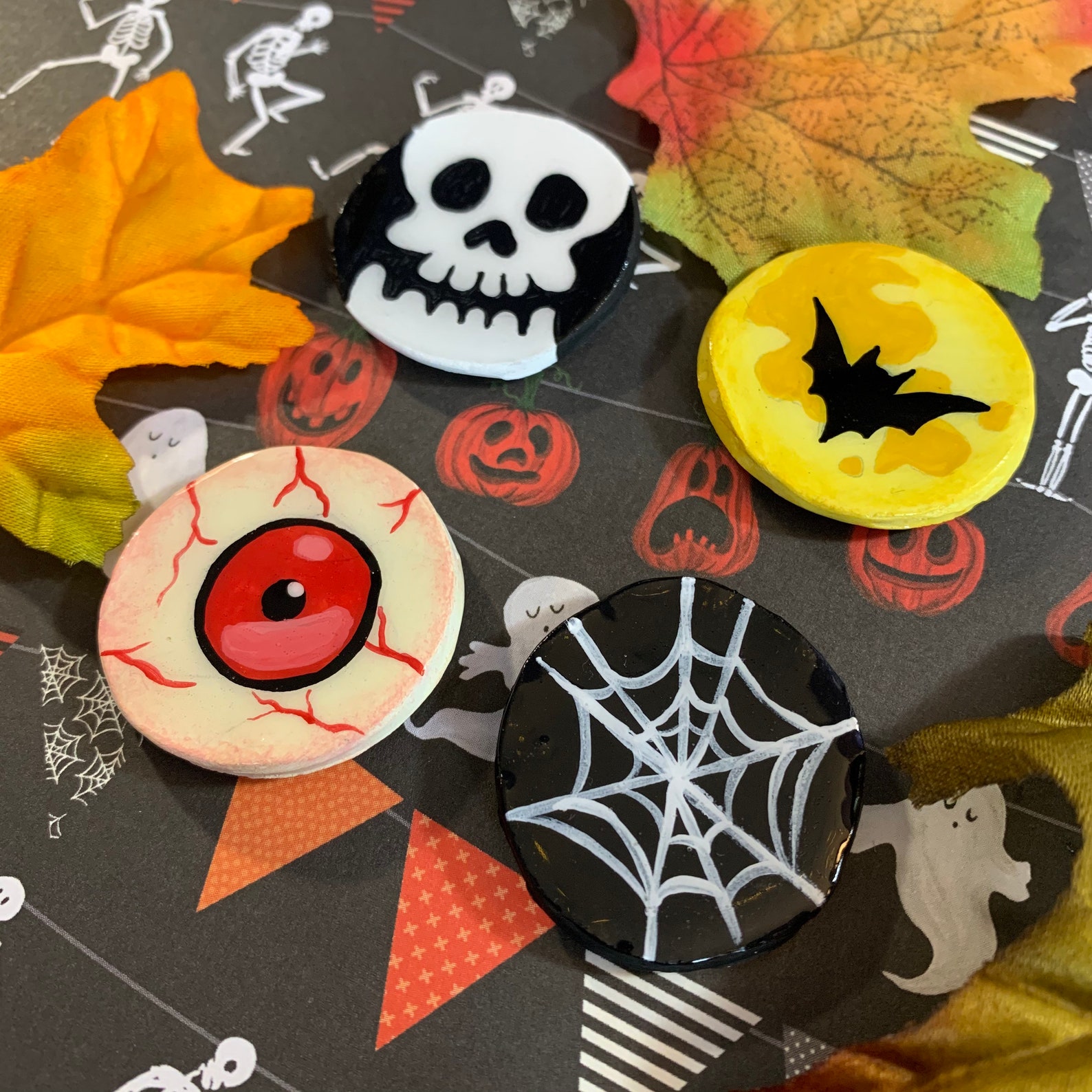 Set of 4 Halloween Clay Magnets Handmade Stationary Spooky - Etsy UK