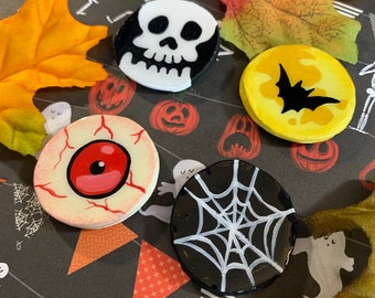 Set of 4 Halloween Clay Magnets, Handmade, Stationary, Spooky Magnets, Horror Magnets, Halloween Art