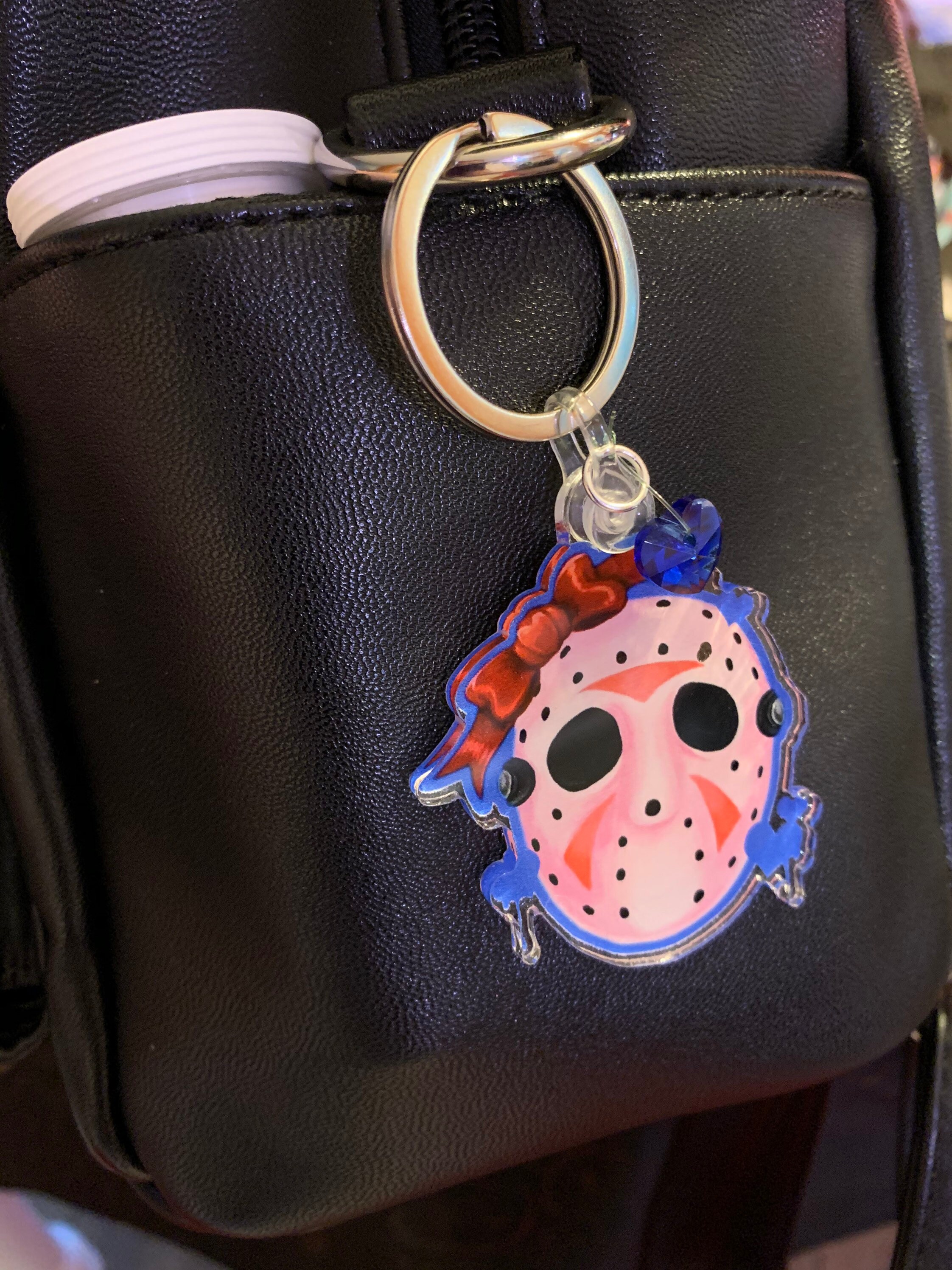 Cute Pink Jason Voorhees Keychain Acrylic Charm, Friday the 13th ...