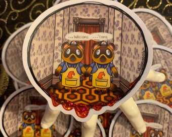 Animal Crossing The Shining crossover stickers with Timmy & Tommy as the Twins, The Shining Sticker, Timmy Tommy Sticker, Horror Sticker