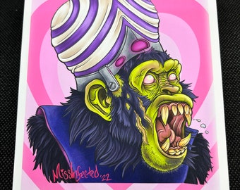 Powerpuff Girls Mojo Jojo 4x6 Soft Touch Art Postcard Mini Prints