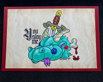 You Slay Me Valentines Dragon Tattoo 4x6 Soft Touch Art Postcard Mini Prints