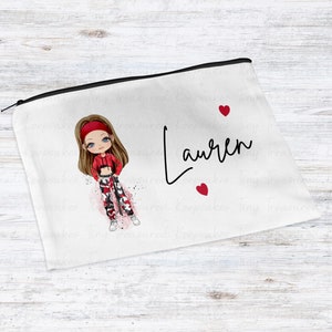 Back to School Pencil Case Personalised Fashion Girl Character Choose Hair Eye and Skin Colour