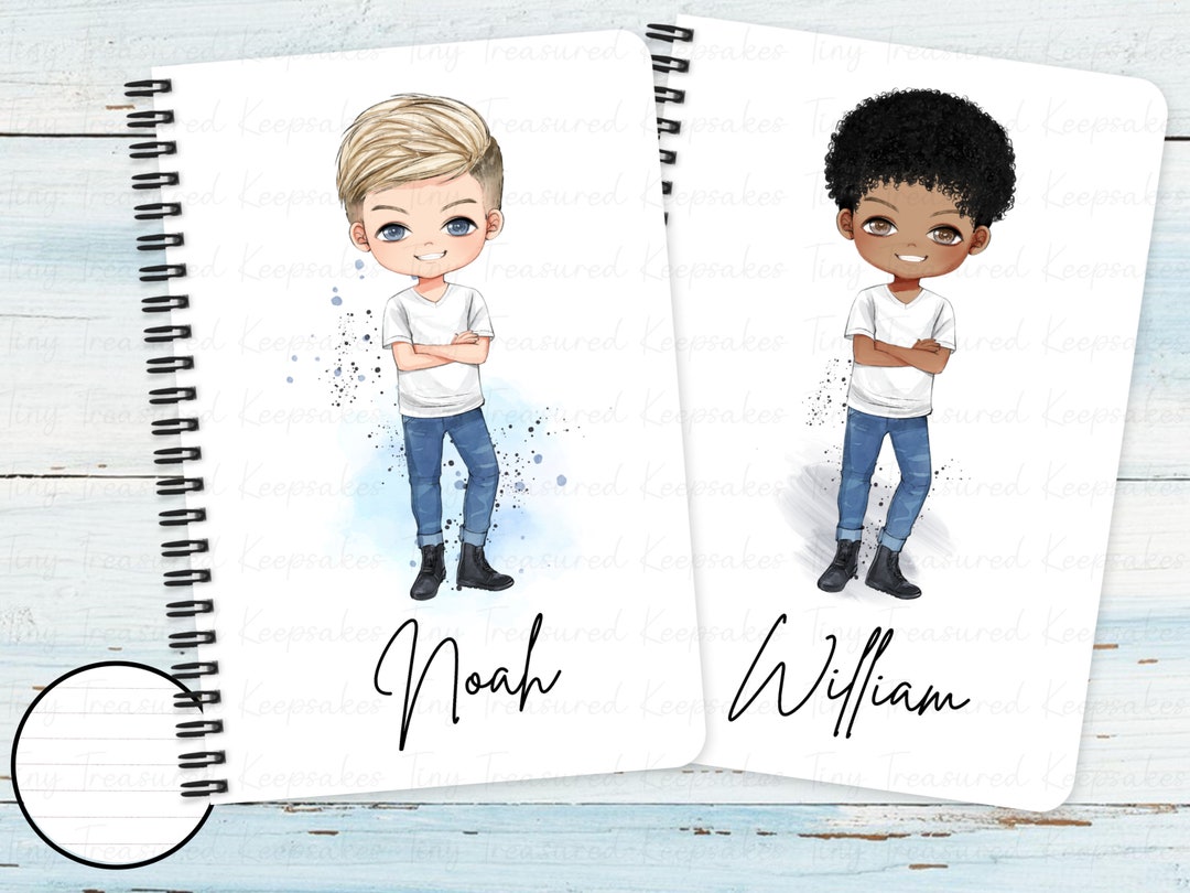 Spring Notebook Design Boy Personalized Boy Character Notebook, Back to School Gift - Etsy UK