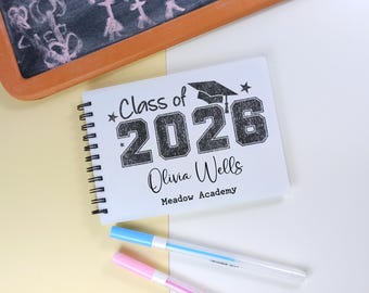 School Leavers Autograph Book, Good Luck Messsges, Class of 2026 End of Term, A6 Notebook