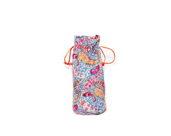 Brolly bag/umbrella bag. Liberty print/  large paisley print /orange and turquoise paisley print  waterproof  umbrella bag /  Wet brolly bag