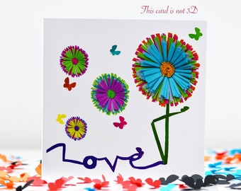 Levendige Vlinder en Daisy Love Card,