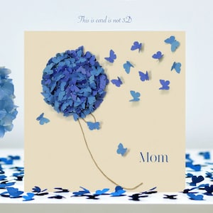 Butterfly Mom Blue Hydrangea Butterflies Flower Card (not 3D)