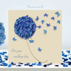 Hochzeits-Schmetterling blaue Hortensie-Blumen-Schmetterlings-Karte (Nicht 3D)