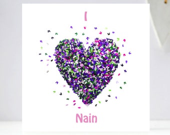 Nain Birthday Butterfly Heart I Love Nain Butterflies Card