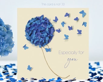 Especially For You Butterfly Blue Flower Card (not 3D)