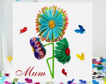 Mum Butterfly and Daisy Birthday Card