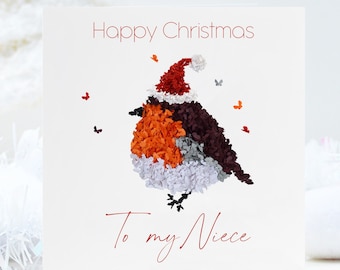 Niece Christmas Butterfly Robin Card (also available To Our Niece)