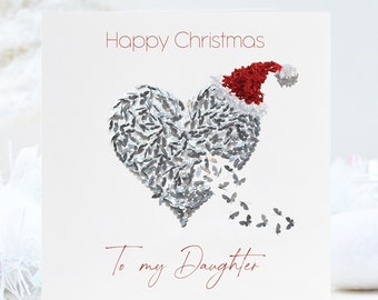 Christmas Daughter Butterfly Heart Butterflies Christmas Card  (Our Daughter option too)