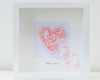 Memorial Butterfly Heart Art, Personalized Framed 3D Papercut