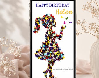 Personalised Butterfly Kiss Animated E-Card, Custom Birthday Video Card, Unique Digital Greeting Card
