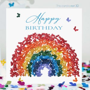 Schmetterlings-Geburtstags-Regenbogen-Schmetterlings-Karte, nicht 3D