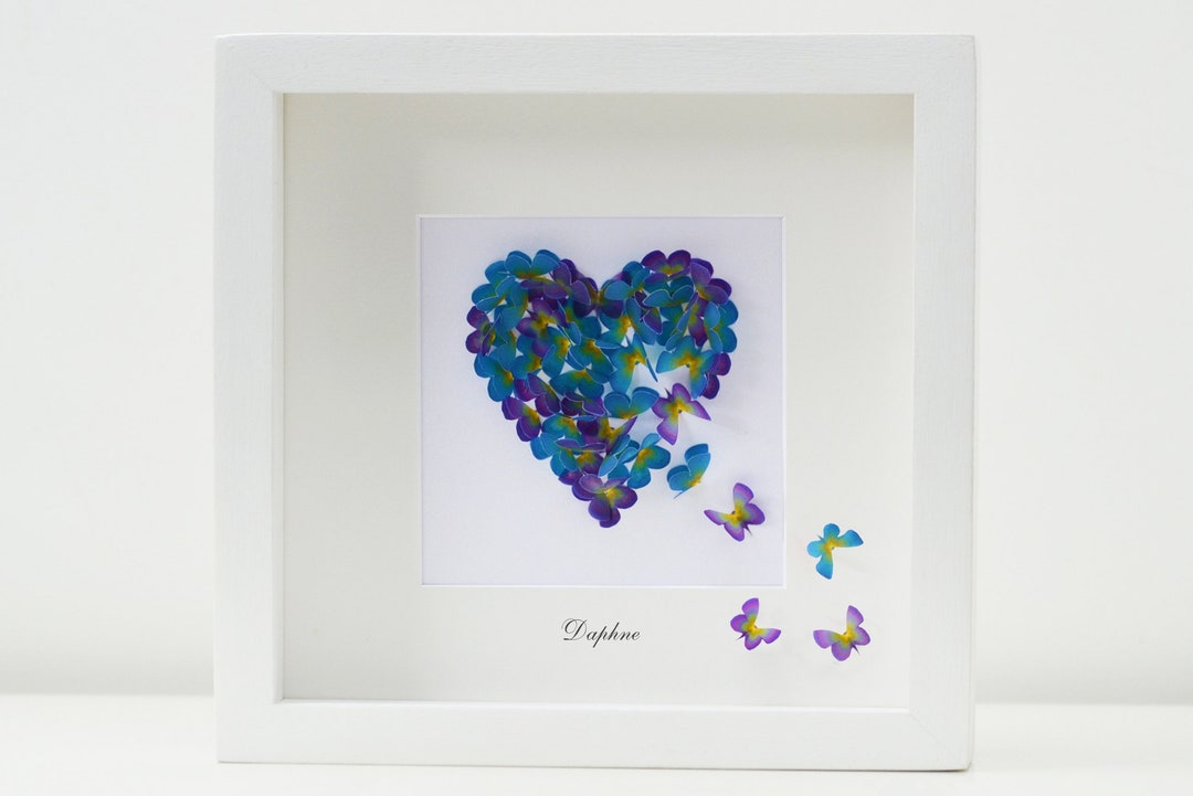 Forget Me Not Memorial 3D Butterfly Heart Framed Artwork, Handmade - Etsy