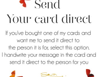 Card Direct, TARJETA NO INCLUIDA: esto solo compra el texto que escribo a mano dentro de una tarjeta para usted