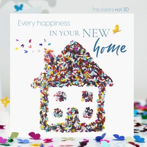 New Home Butterfly House Every Happiness Butterflies-kaart, niet in 3D