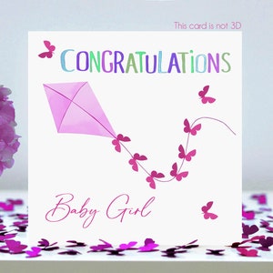 Carte Félicitations papillons pour bébé fille